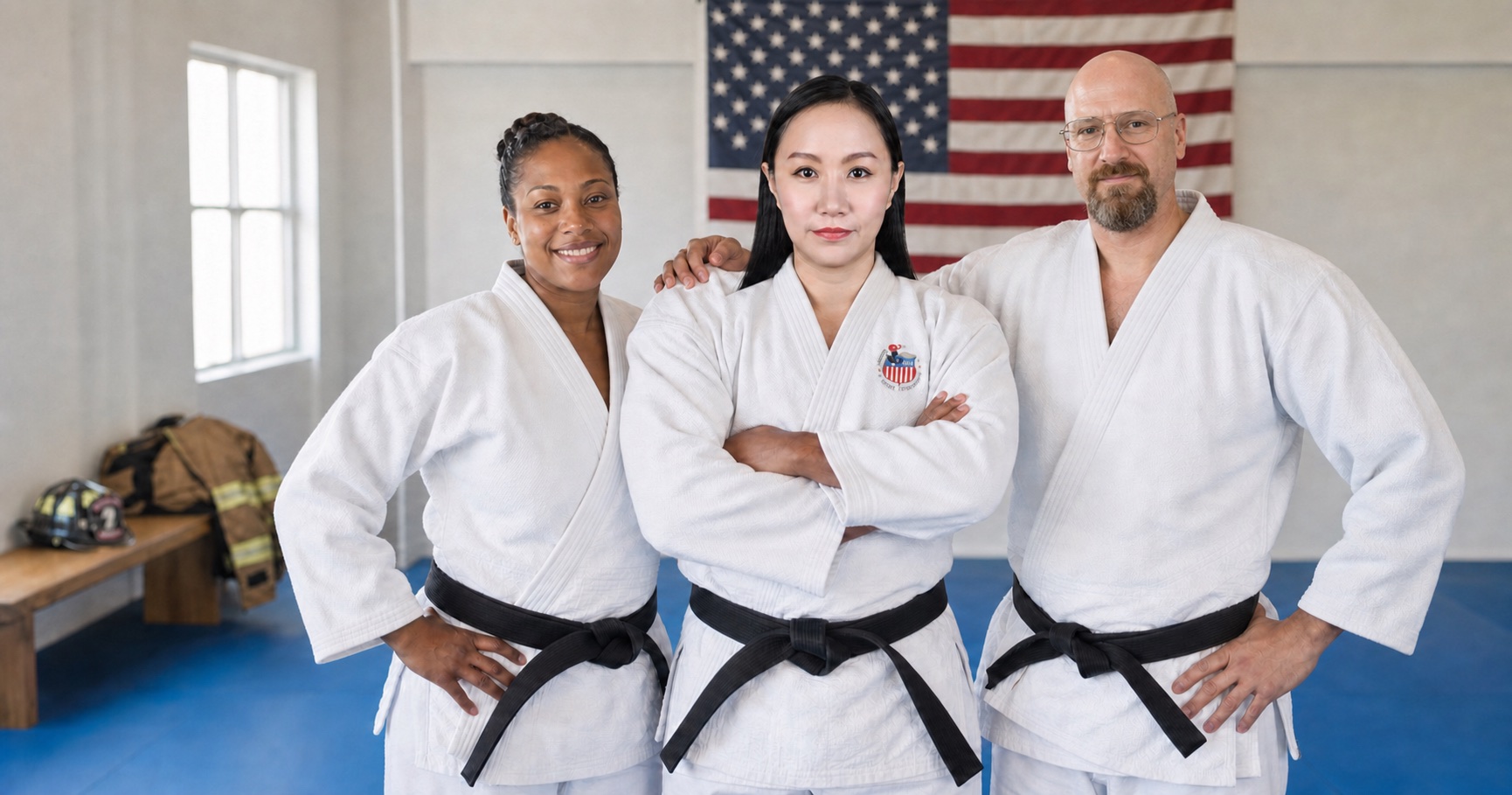 Three USJA black belts representing military and public service members